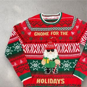 Holiday Time Gnome Men’s LG Ugly Christmas Sweater Crewneck Costume Holiday